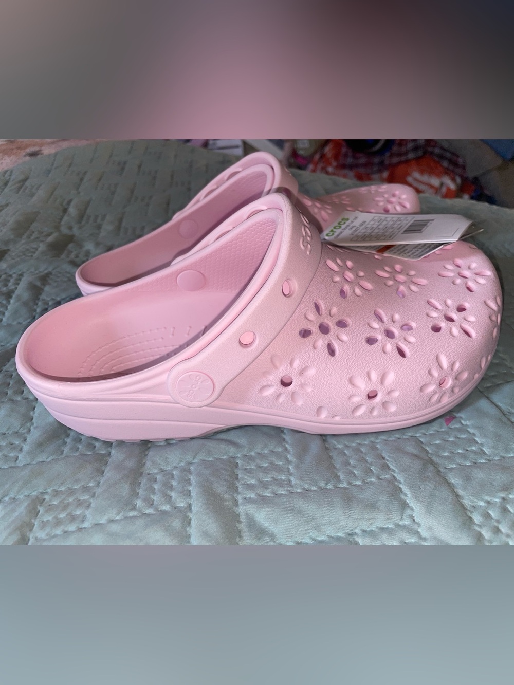 CROCS Woman’s Floral Cut-Out Clog in Light Pink - Picture 2 of 7